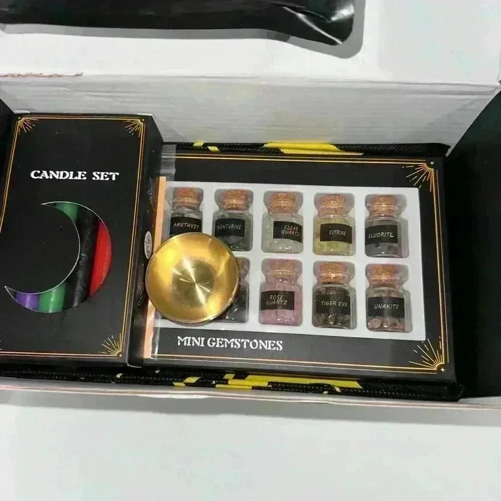 Witchcraft Kit Supplies Set Black Gold Open Box! Halloween Wicca